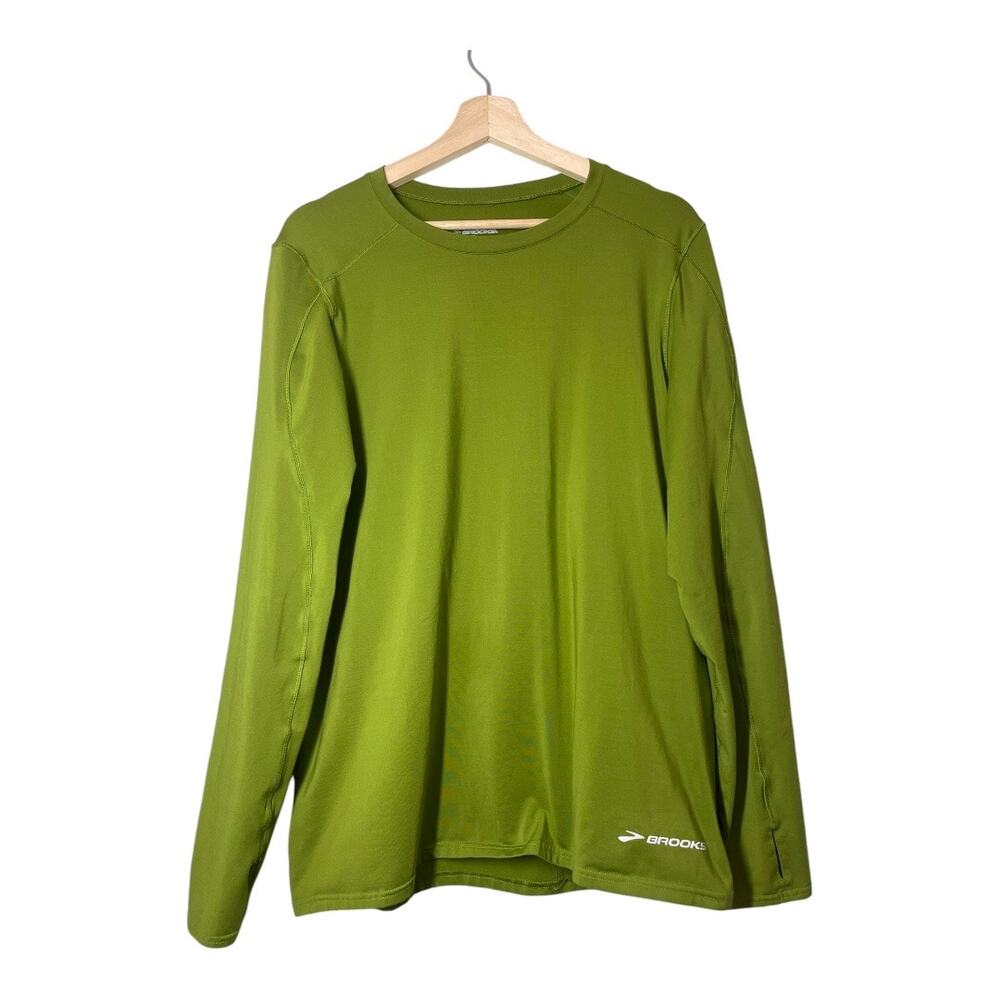 Brooks Green Long Sleeve Micro Fleece Interior Shirt Mens Medium Thumbholes